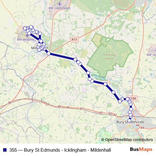 355 bus Line Map