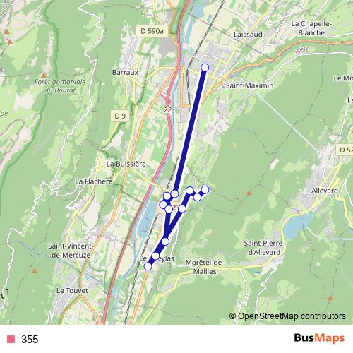 355 bus Line Map