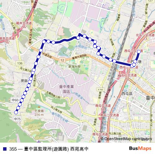 355 bus Line Map