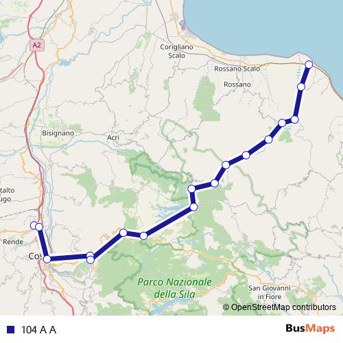 104 A A bus Line Map