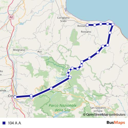 104 A A bus Line Map