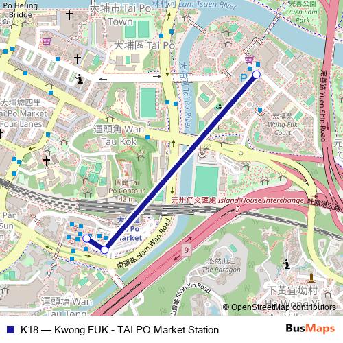 K18 bus Line Map