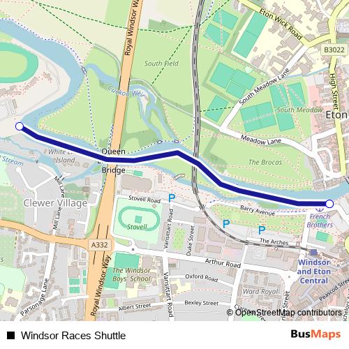 Windsor Races Shuttle ferry Line Map