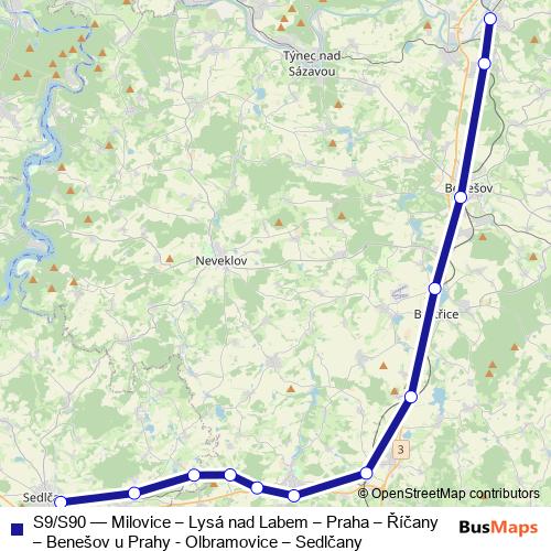 S9/S90 rail Line Map