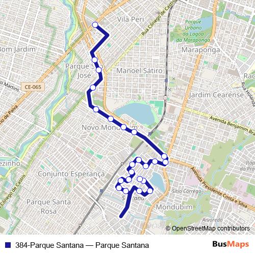 384-Parque Santana bus Line Map