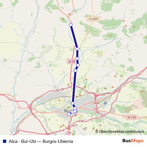 Alsa - Bur-Ubi bus Line Map