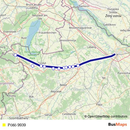 Pótló 9939 bus Line Map