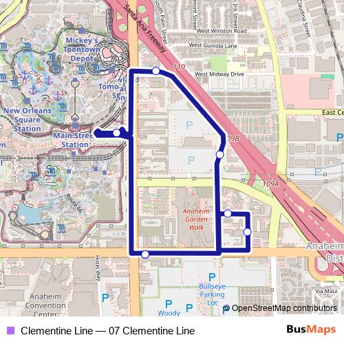 Clementine Line bus Line Map