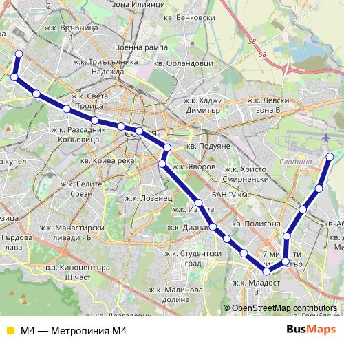 M4 metro Line Map