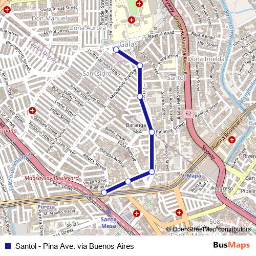 Santol - Pina Ave. via Buenos Aires bus Line Map
