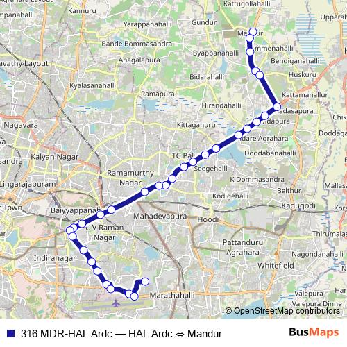 316 MDR-HAL Ardc bus Line Map