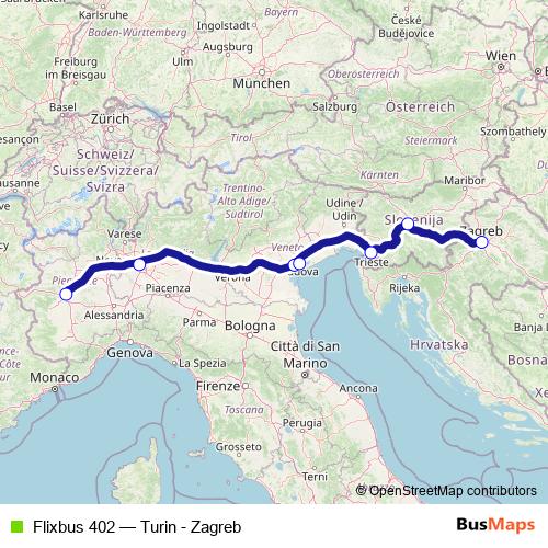 Flixbus 402 bus Line Map
