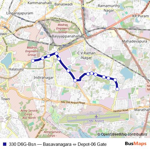 330 D6G-Bsn bus Line Map