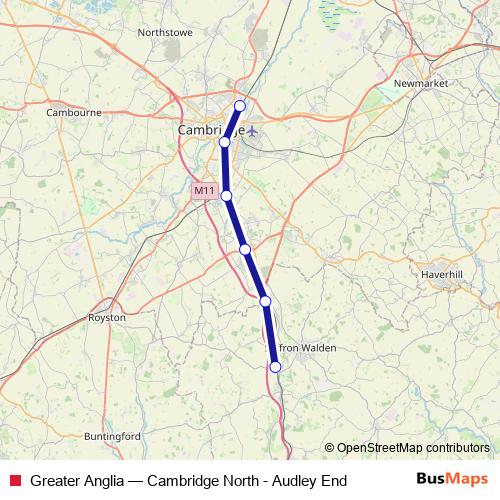 Greater Anglia bus Line Map