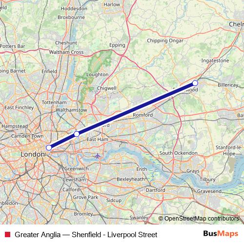 Greater Anglia bus Line Map