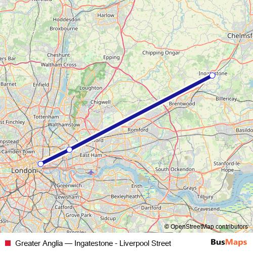 Greater Anglia bus Line Map