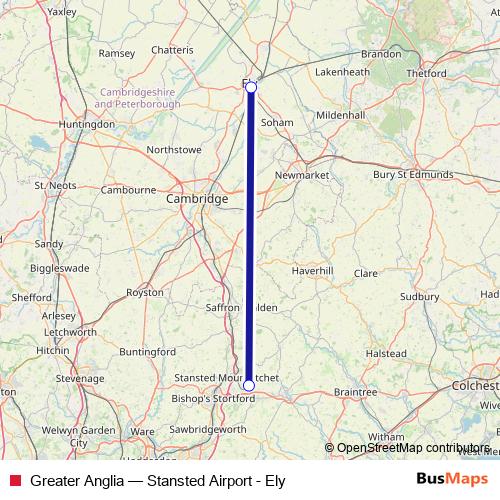 Greater Anglia bus Line Map