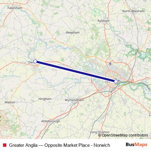 Greater Anglia bus Line Map
