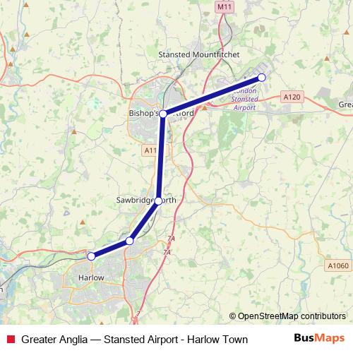 Greater Anglia bus Line Map