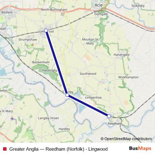 Greater Anglia bus Line Map