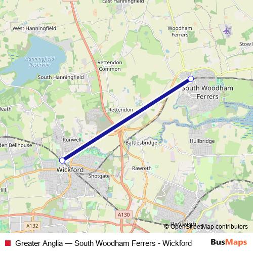 Greater Anglia bus Line Map
