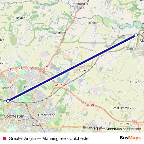 Greater Anglia bus Line Map