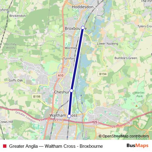 Greater Anglia bus Line Map