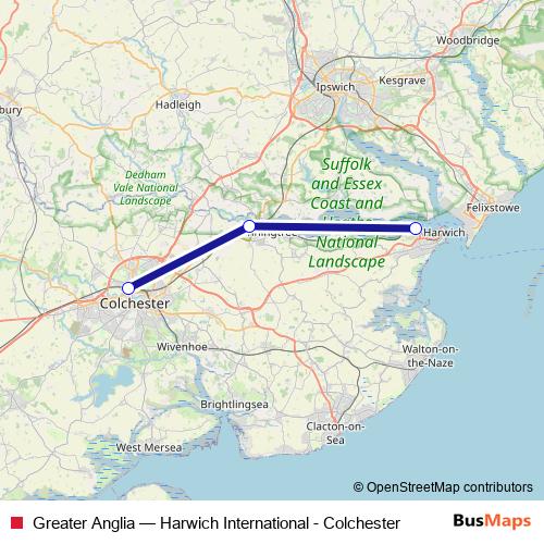 Greater Anglia bus Line Map