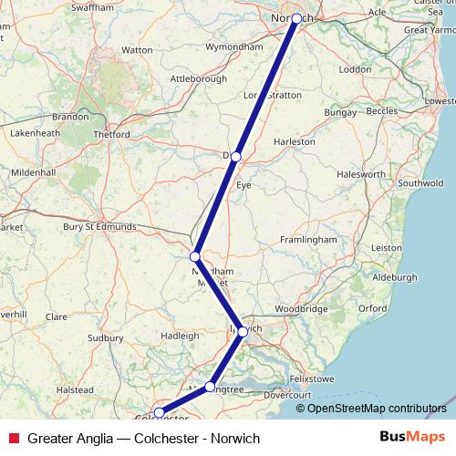 Greater Anglia bus Line Map
