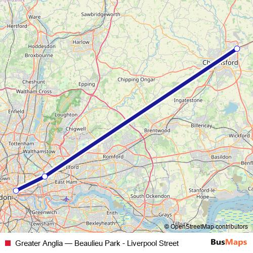 Greater Anglia bus Line Map