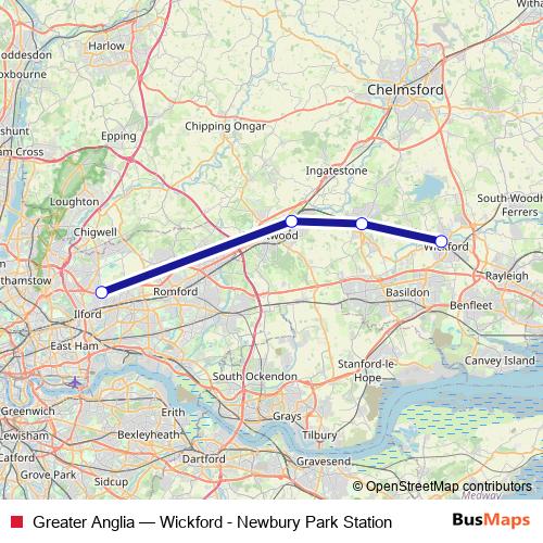 Greater Anglia bus Line Map