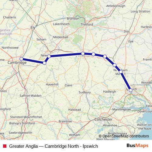 Greater Anglia bus Line Map