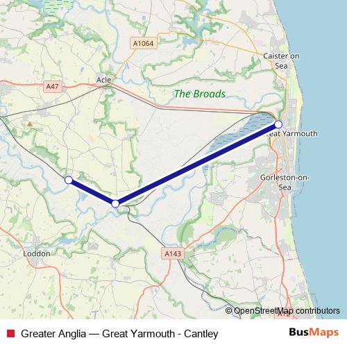 Greater Anglia bus Line Map