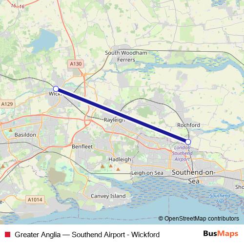 Greater Anglia bus Line Map