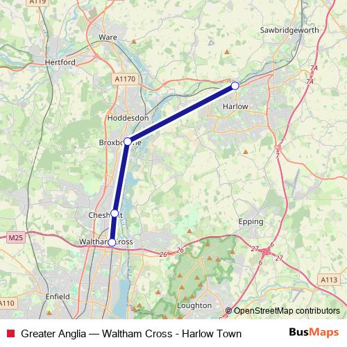 Greater Anglia bus Line Map