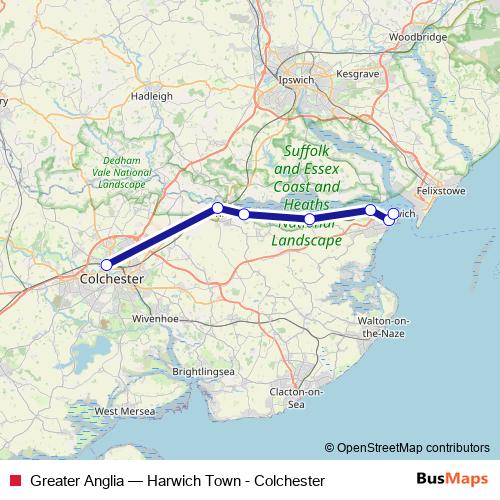 Greater Anglia bus Line Map