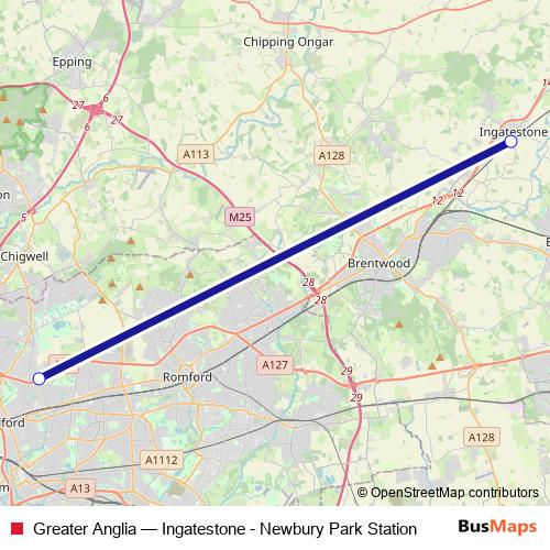 Greater Anglia bus Line Map