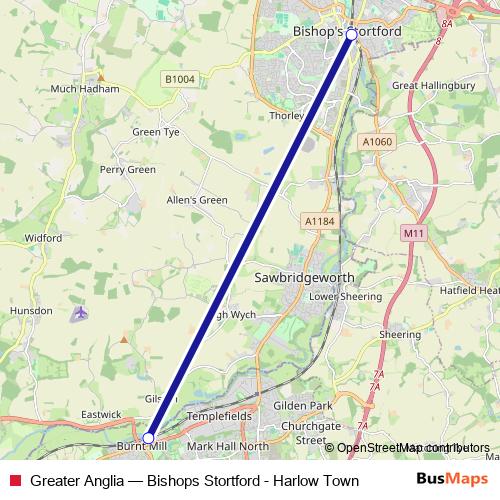 Greater Anglia bus Line Map