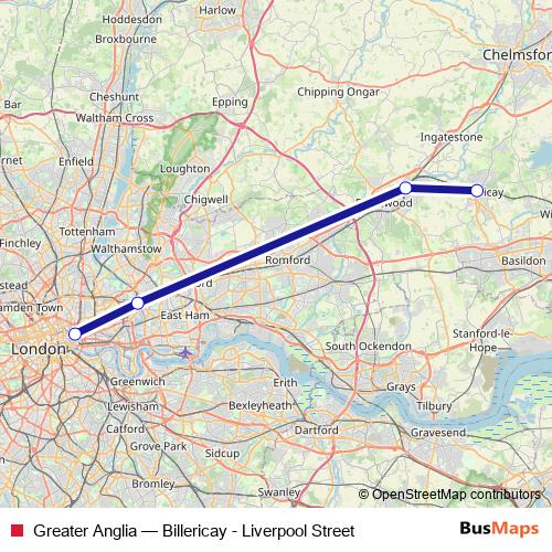 Greater Anglia bus Line Map