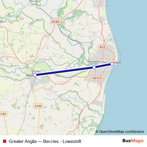 Greater Anglia bus Line Map