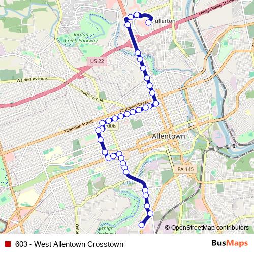 603 - West Allentown Crosstown bus Line Map