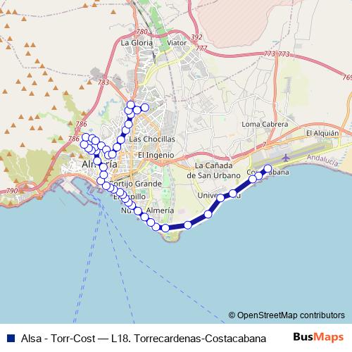 Alsa - Torr-Cost bus Line Map