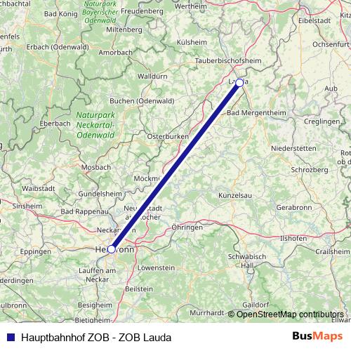Hauptbahnhof ZOB - ZOB Lauda rail Line Map