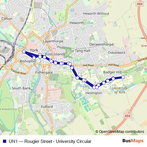 UN1 bus Line Map
