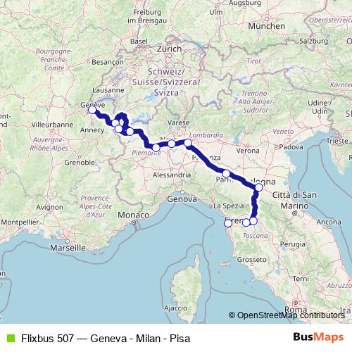 Flixbus 507 bus Line Map