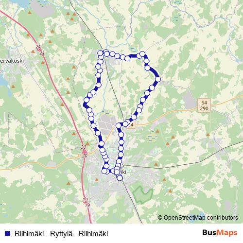 Riihimäki - Ryttylä - Riihimäki bus Line Map