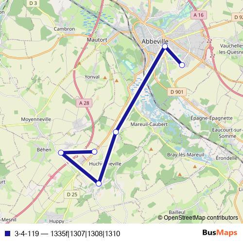 3-4-119 bus Line Map