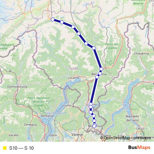 S10 rail Line Map