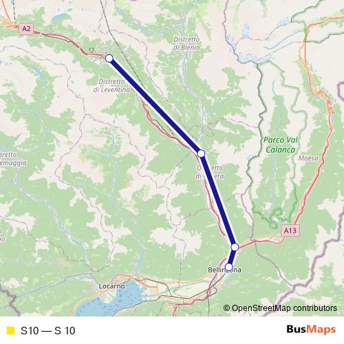 S10 rail Line Map