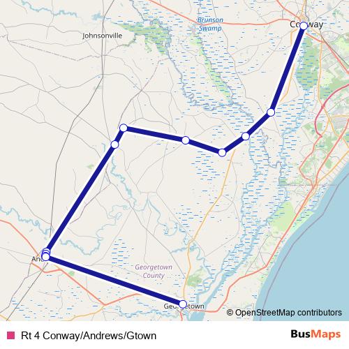 Rt 4 Conway/Andrews/Gtown bus Line Map